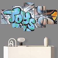 SIGNWIN 5 Panel Canvas Wall Art Modern Art Decorative Decorative Elements Digital Art Multicolor Patterns Urban for Home Decorations Ready to Hang - 60