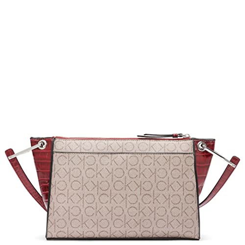 Image of Calvin Klein Reyna Crossbody, Almond /Taupe /Bloodstone Logo