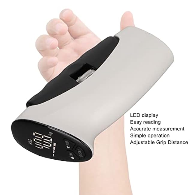 Kadimendium Digital Hand Dynamometer, Hand Grip Strength Dynamometer Accurate Measurement LED Display Intelligent Simple Operation for Fitness