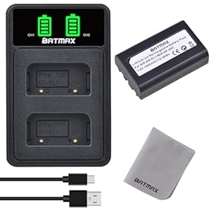 Batmax EN-EL1 Batterie und Ladegerät für Nikon COOLPIX 4300, COOLPIX 4500, Coolpix 4800, COOLPIX 5000, COOLPIX 5400, COOLPIX 5700, COOLPIX 775, COOLPIX 8700, COOLPIX 880, COOLPIX 885, COOLPIX 995