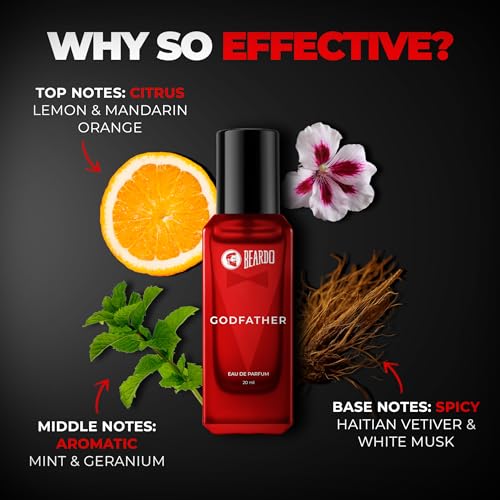 Beardo Godfather Perfume for Men | Long Lasting Perfume for Men | Aromatic & Spicy Scent | Gift for Husband, Boyfriend & Men | 20ml