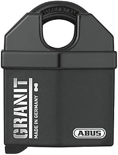 ABUS Kłódka granitowa 37/55 do użytku na zewnątrz - z hartowanej stali specjalnej - klucz z oświetleniem LED - z cylindrem tarczowym ABUS-Plus - poziom bezpieczeństwa ABUS 10 - czarna