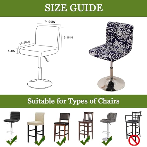 Image of FUANGUI Bar Stool Covers Set of 4, Stretch Bar Stool Chair Cover Slipcovers, Floral Print Counter Stool Bar Chair Covers for Kitchen Pub Dining Room (Rose Navy Blue)