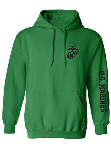 zerogravitee U.S. Marines Black Sleeve Print Adult Hooded Sweatshirt