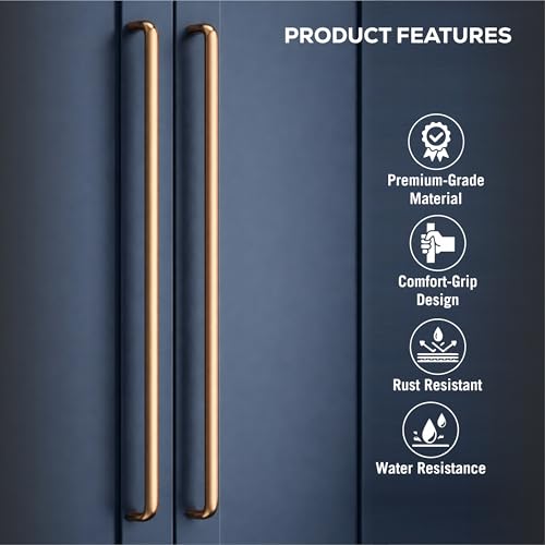 Image of 18 Inches PVD Rose Gold Stainless Steel Kitchen Cabinet Handles /Drawer Pull Handles for Cupboard & Almirah /Long Wardrobe & Furniture Door Handles(Pack of 5)