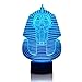Egyptian Sphinx Pharaoh 3D Night Lighting Lamps, 7 Color Gradual Changing Touch Table Desk Lamps Home Doce or Xmas Gifts