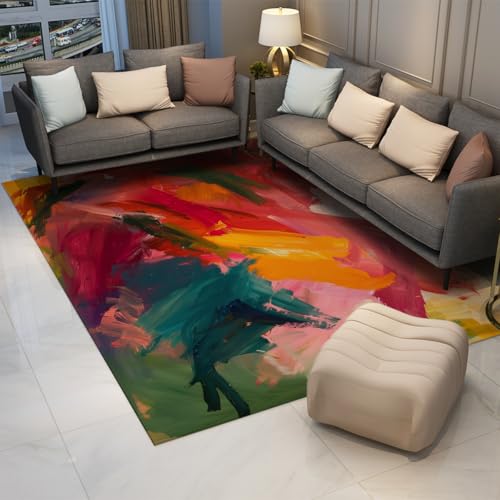 Tapis lavable multicolore art moderne pour chambre et salon 60x90 - 3