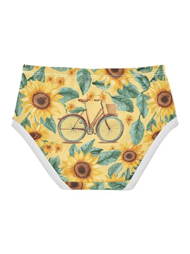ZZKKO Watercolor Sunflowers and Bicycle Girls Underwear Toddler Panties for Girls Comfort Brief Size 2-8T2