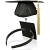 Diadema de gorra de graduación, banda firme anticaída para sombrero de graduación, accesorios para graduados, estudiantes (2 colores), 1 unidad de color negro., 1 recuento (paquete de 1)