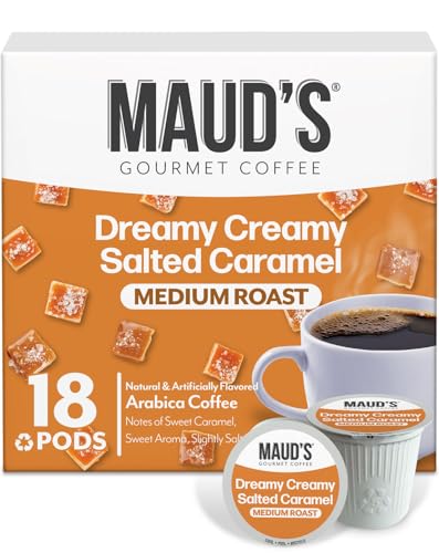Image of Maud's Salted Caramel Flavored Coffee Pods, 18ct | Medium Roast Flavored Coffee in Single Serve Pods - Compatible with Keurig Coffee Makers