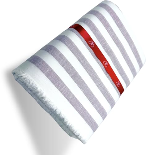 Image of JHABAK'S Unstitched Striped Shirt Fabric for Men - Cotton Linen Blend Lining Material - Shirt and Kurta Piece Cloth