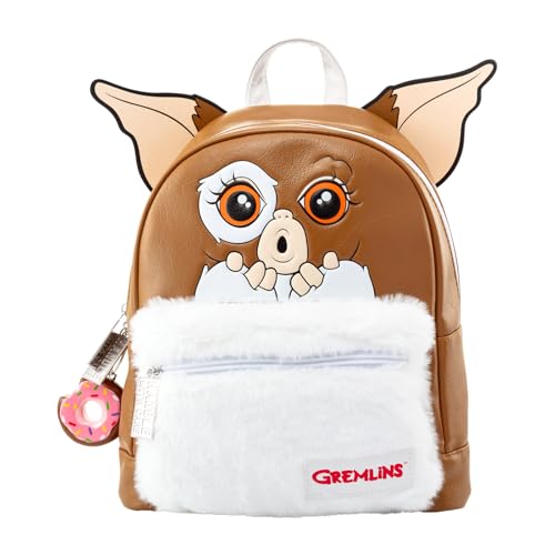 GREMLINS (GIZMO) Fashion Backpack - Luxury Faux Leather, Unique Lining, Matching Zipper Accessory, Inner & Outer Pockets, Fun Design, Lightweight & Durable, A Must-Have for Gremlins Fans