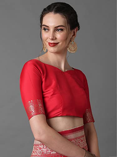 Image of AKHILAM Women's Banarasi Silk Blend Woven Design Golden zari Work Saree With Unstitched Blouse Piece (2PAKHI41 Parent)