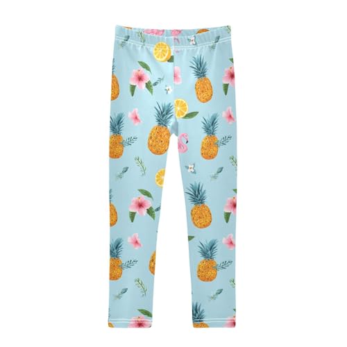 Vdsrup Girls Leggings Fruit Flamnigo Flowers Kids Length Leggings Pants Athletic Yoga Pants Blue Toddler Tights Trousers 4T