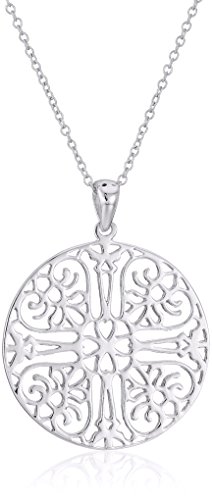 Argento Vivo Sterling Silver Medium Filigree Circle Pendant Necklace