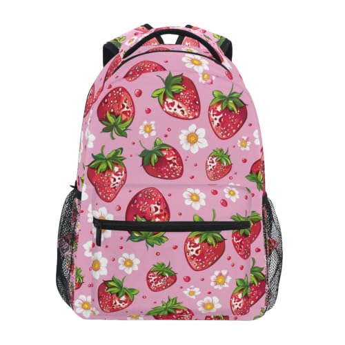 Cartable fraises rouges sac à dos scolaire étudiant pour cours et voyages