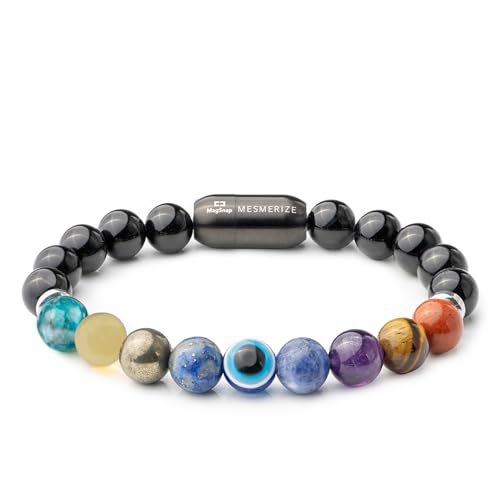 Mesmerize Super 9 Chakra Healing Bracelet with Pyrite and Evil Eye | Original Unisex Bracelet with Real Authentic Stones | Durable MagSnap 2 Magnetic Closure | Lab-Tested Certificate & 6-Month Warranty Included.