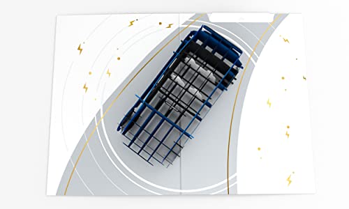 WOWPAPERART Pop Up 3D Greeting Card for Tesla Model 3 New Owners - Love, Birthday, Christmas, Congratulations, Surprise - Blank Insert Personalized Message - 5x7 Inches (3 - Blue - 20" - B&W)