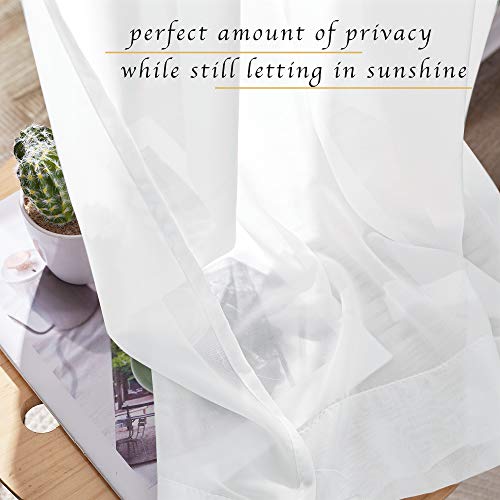 Image of NICETOWN White Sheer Curtains 84 inches Long, Chiffon Semi Sheer Curtain Panels for Bedroom, Home Decoration Solid Voile Panels (2-Pack, 55 Wide)