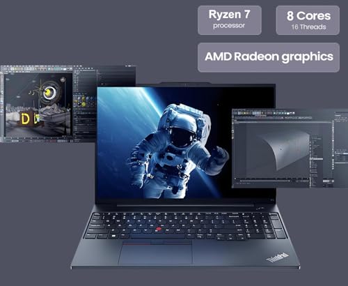 Image of Lenovo ThinkPad E16 G2 16 inch FHD+ Laptop Computer, AMD Octa-Core Ryzen 7 7735HS, 16GB DDR5 RAM, 512GB PCIe SSD, WiFi 6, Windows 11 Pro