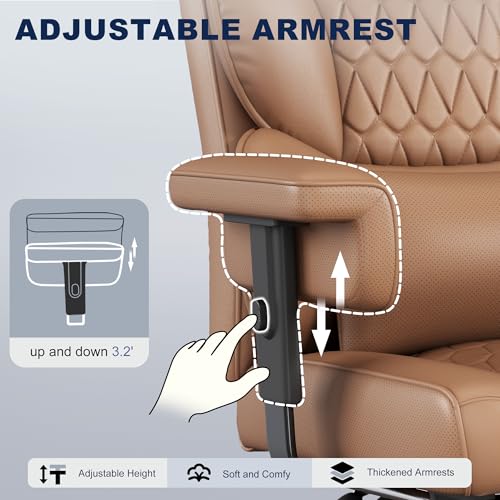 Image of Misolant Big and Tall Office Chair with Footrest, High Back Executive Desk Chair with Adjustable Lift Armrest, 155Recline,Lumbar Support Pillow, Faux Leather Gaming Chairs for Home or Office