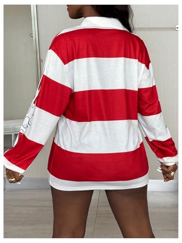 Image of RoseSeek Women's Color Block Graphic Jersey Shirt Long Sleeve Collared Golf T Shirts Y2K Tops Streetwear