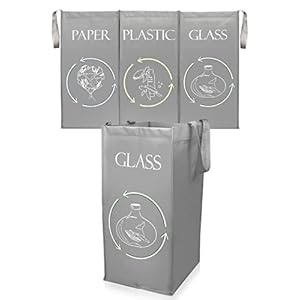 norggo Recycling System – Recycling Behälter für 40 L Altglas, 40 L Papier & 40 L Kunststoff, mit Griffen & Verschlüssen – Mülleimer, Sammelbehälter, Mülltrennsystem – Groß, bis 60 kg – 3er-Pack
