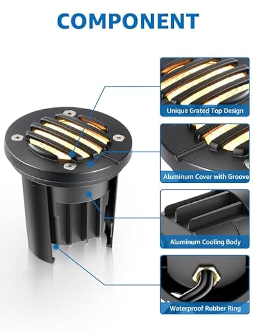 SUNVIE 12W Landscape Lighting Well Lights Paver Lights Warm White 12 Pack