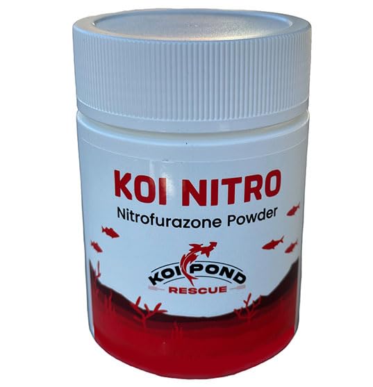 KOI Nitro (25 Grams) Nitrofurazone Powder, Effective Fish Treatment for Bacterial Infections in Koi and Ornamental Fish