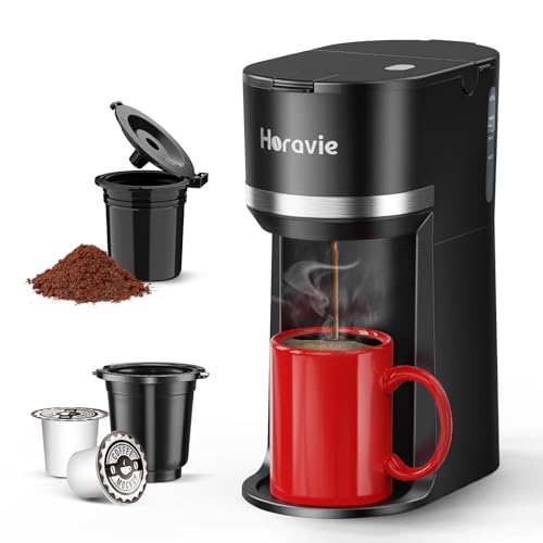 Single Serve Coffee Maker Machine for K-Cup and Ground Coffee, 6 to 12 oz. Brew Sizes, Fast Brew...