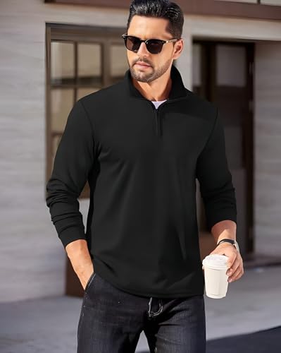 Image of AUSK Mens Sweatshirt with Neck Zipper || Full Sleeve Polo Collar Jacket for Winter wear Fleece Fabric Sweatshirt for Man