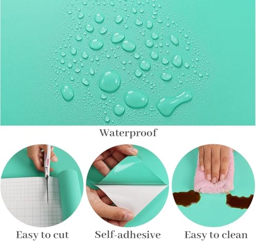 Image of HOME13 Green Matte Wallpaper Self Adhesive and Removable Peel and Stick Vinyl for Kitchen Cabinet and Furniture Countertops Waterproof (24X80 in, Jade Green)