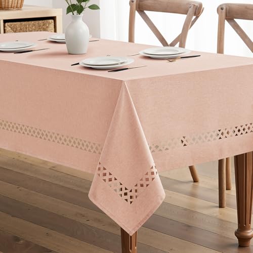 MIULEE Dusty Pink Rectangle Tablecloth with Decorative Cutouts 60x84 Inch