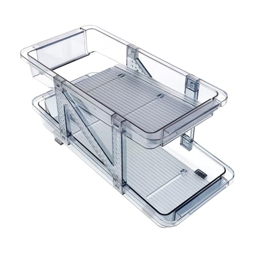 SHOWERORO Soda Can Dispenser for Refrigerator Double Tier Beverage Organizer Capacity Stackable Design for Efficient Storage Kitchen and Living Room Transparent