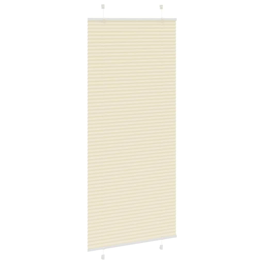 Plissee Creme 90x200 cm Stoffbreite 89,4 cm Polyester Sichtschutz Rollo mit Klemmen und Bohren für Fenster, Innen, Wohnzimmer, Schlafzimmer, Büro, Küche, Bad, Blickdicht, Sonnenschutz