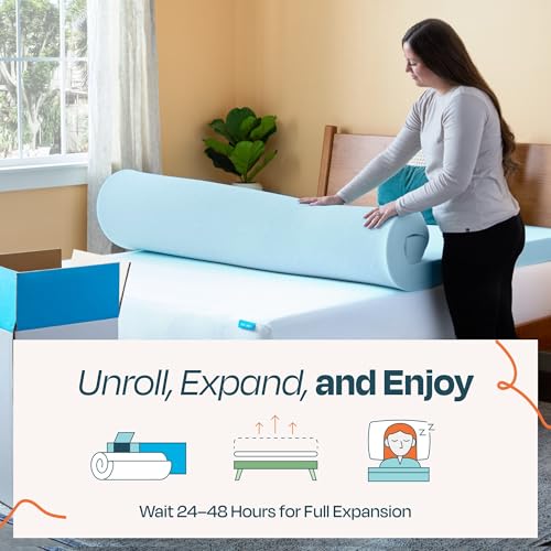 Image of Linenspa Memory Foam Mattress Topper, Full Size - 4 Inch Gel Infused Memory Foam - Plush Feel - Cooling and Pressure Relieving - CertiPUR Certified