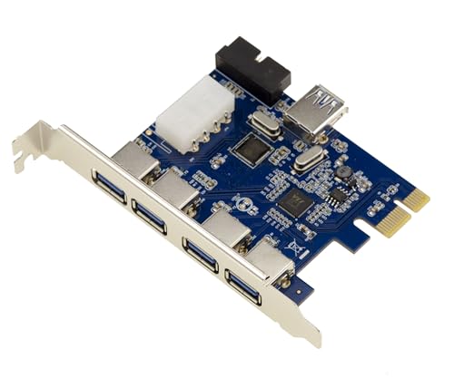 KALEA-INFORMATIQUE Scheda controller PCI Express da PCIe a USB 3.0, 4 porte esterne 5G e 3 porte interne con connettore USB3 a 19 pin KALEA-INFORMATIQUE Scheda controller PCI Express da PCIe a USB 3.0, 4 porte esterne 5G e 3 porte interne con connettore USB3 a 19 pin