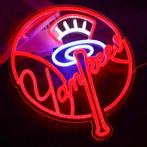 AHlove YANKEES Neon Signs for Wall Decor，Baseball Team Neon Lights for Bedroom，LED Signs...