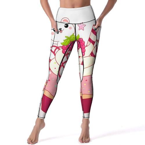 Legging de sport chat crème glacée anti glisse taille haute pour fitness
