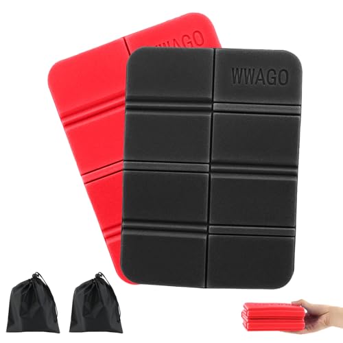 2 Pezzi Tappetino Pieghevole Outdoor con Borsa Trasporto, Tappetino Pieghevole in Schiuma, XPE Impermeabile Portatile Tappetino per Cuscino per escursionismo Turismo Campeggio（Rosso e Nero）
