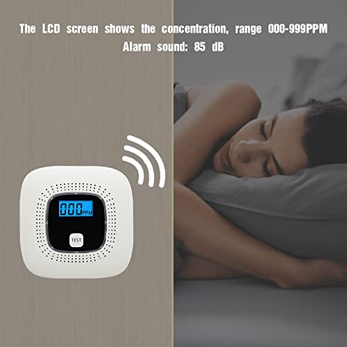 OBEST Koolmonoxide-waarschuwingsmelder, met digitaal display en wisselbatterijvoeding, CO-melder, met testknop en led… - Afbeelding 3