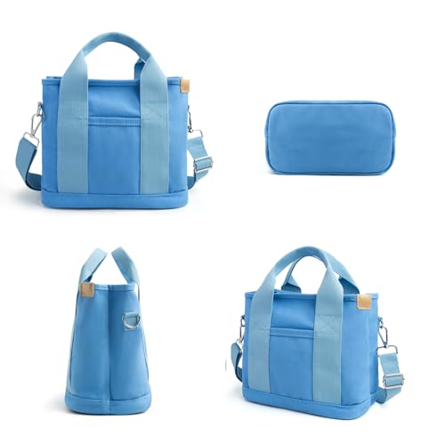 IwIeIaIrI Canvas Tote Bag for Women with Multi Pockets,Trendy Shoulder Handbag with Compartments for Shopping,Work,Beach2