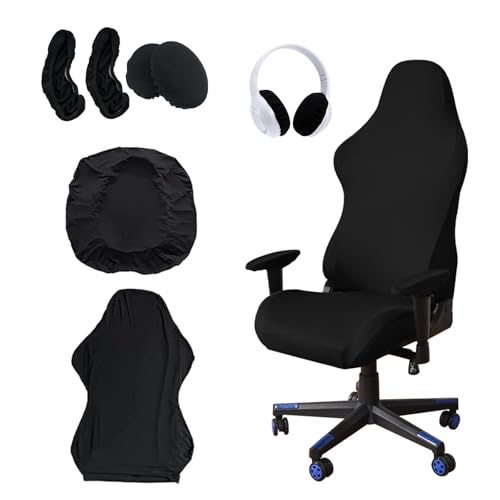 Luckwaii Funda para Silla Gaming 6 Piezas Funda para Silla de Escritorio Extensible Desmontable con Reposabrazos Funda para Reposabrazos Silla Funda para Silla de Oficina Funda para Silla de