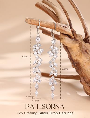 Image of PATISORNA 925 Sterling Silver Long Dangle Earrings for Women Hypoallergenic