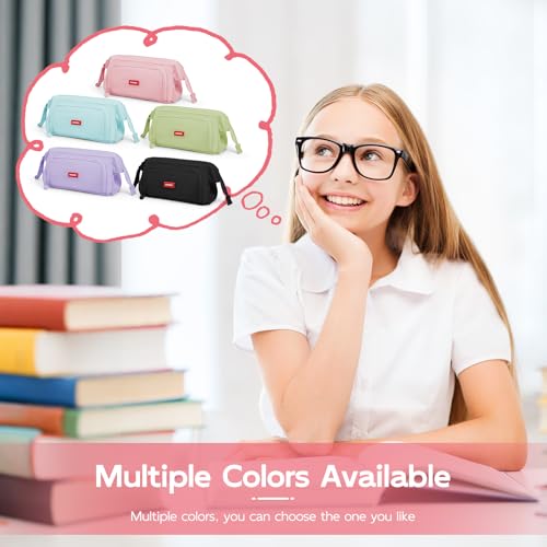 Mamowla Large Pencil Cases for Girls Super Big Pencil Case for Women Zipper Smoothy Pen Case Pouch Holder Stationery Organizer Duarable School Pencil Cases, Pink, Modern