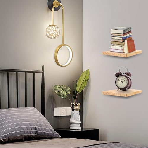 Oungy 4 Stück Schwebendes Wandregal, Kleines Wandregal, Schweberegal Holz, Mini Wandregale, Regal Klein Wand, Schweberegale für Kleine Dekoration, Wall Shelves für Schlafzimmer, Wohnzimmer, Küche