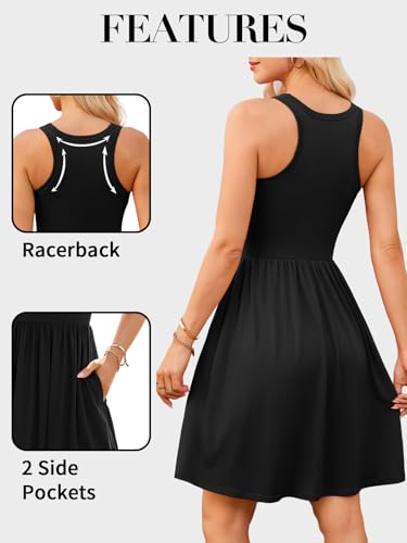 V FOR CITY Womens Summer Dresses with Built in Bra High Neck Beach Dress with Pockets Casual Flare Sun Dresses3