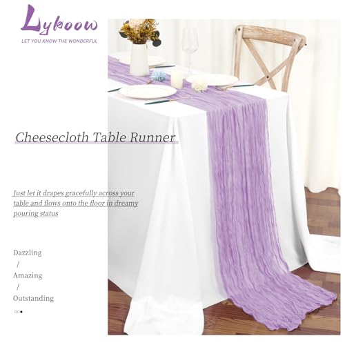 Chemin de table en étamine lilas de 3m pour décoration de mariage rustique - 6
