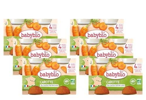 Babybio - Petits Pots Carotte du Val de Loire 2x130 g - 4+ Mois - BIO - Lot de 6