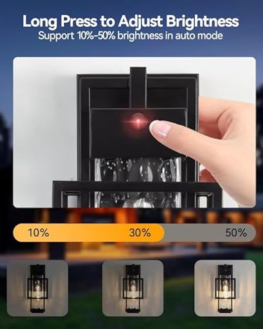 Motion Sensor Outdoor Lights, Dusk to Dawn Outdoor Lighting Exterior Light Fixture with Water Glass, Waterproof Sconce Wall Mount for House Porch Patio Garage, Bulb Included